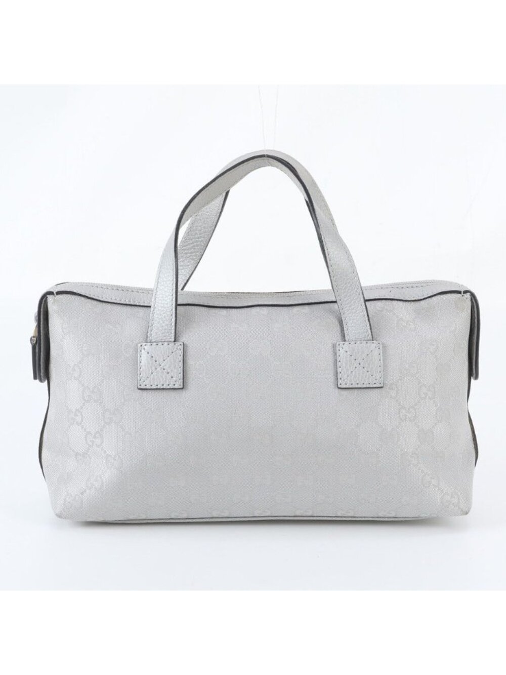 Gucci GG Canvas Leather Handbag Mini Boston Tote Silver